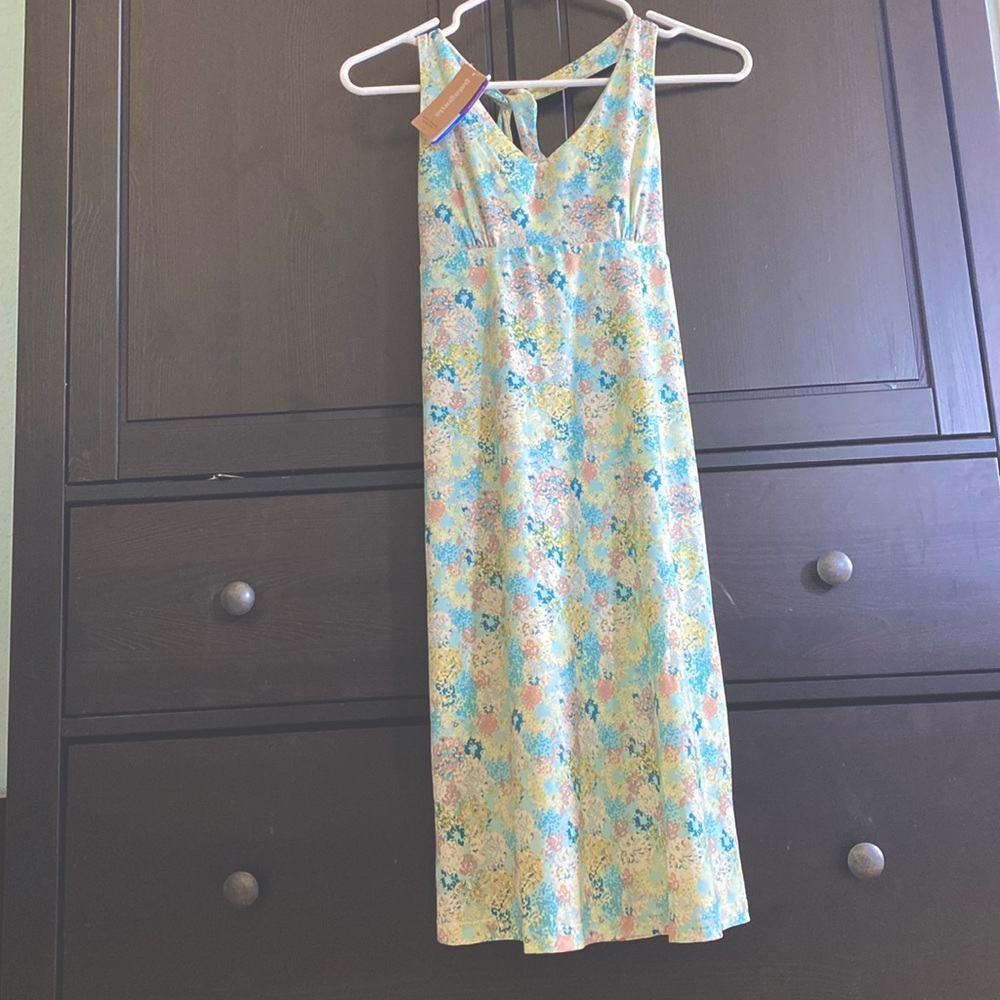 Patagonia Floral Midi Dress in Light Blue and Yellow